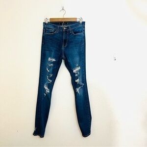 Flying Monkey Factory Distressed High Rise Skinny Jeans 28 Blue Pockets Stretch